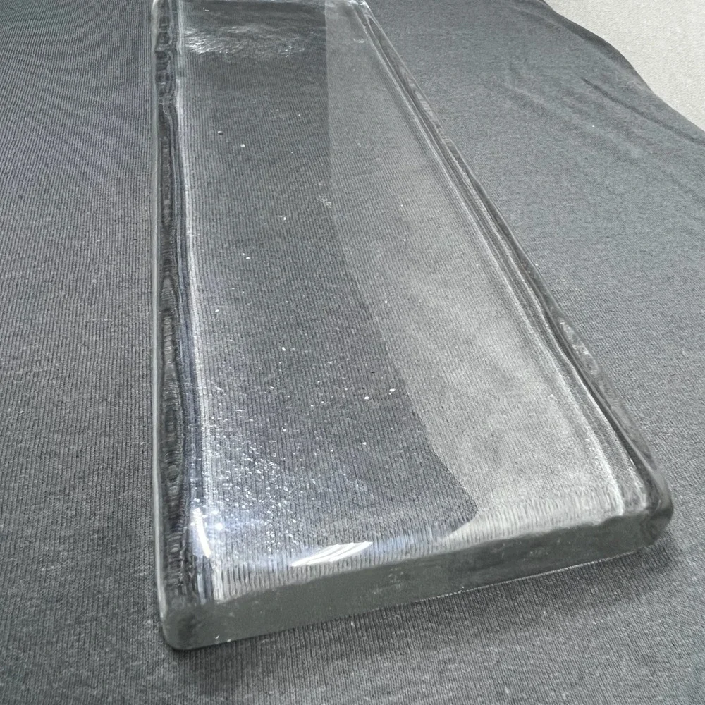 Modern Solid Clear Ice Glass Rectangular Vanity Tray Serving Platter 12in Large